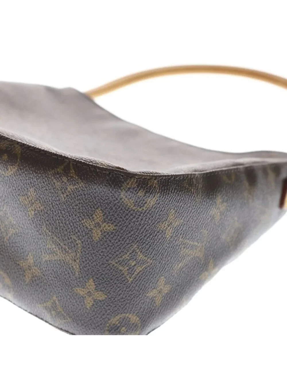 Louis Vuitton Monogram Looping Shoulder Bag Brown Leather Gold
